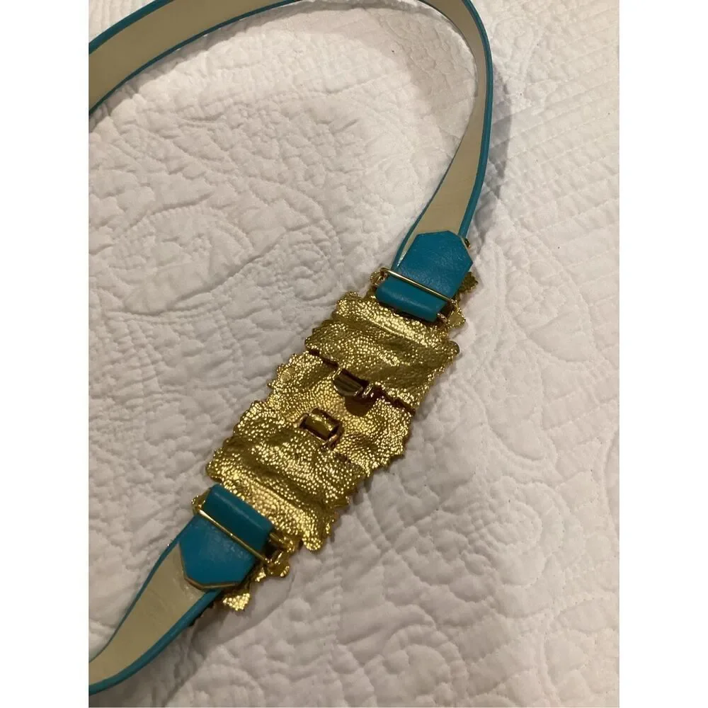 Vintage Alexis Kirk Turquoise & Gold Statement Belt
